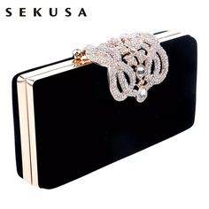 SEKUSA Clutch evening bags Crown rhinestones evening bags purse shoulder bag for wedding Diamonds Lady Purse Mini Evening Bags Clutch Evening Bags, Bag For Wedding, Gold Clutch Bag, Gold Clutch, Ladies Purse, Evening Purse, Shoulder Chain, Evening Clutch, Womens Purses