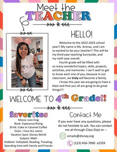 Meet the Teacher Template - English and Spanish versions available to edit Meet The Teacher Letter, Teacher Letter, Elementary Classroom Themes, Meet The Teacher Template, Kindergarten Classroom Decor, Prek Classroom, Preschool Classroom Decor, Letter To Teacher, Elementary Classroom Decor