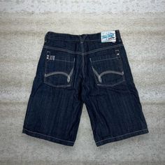 "Vintage Skater Wide Leg Jean Shorts 5ive Jungle Dark Wash Baggy Denim Rap Style Art Y2K Skate / Streetwear Great Condition: 9/10 Men's Size:  Waist: 36\" Length (inseam): 13\" Leg Opening: 12\" Thigh Opening: 13\" Front Rise: 12.5\"" Casual Jean Shorts For Streetwear, Y2k Cotton Jean Shorts For Streetwear, Y2k Short Jeans For Streetwear, Y2k Style Medium Wash Shorts For Streetwear, Hip Hop Denim Shorts, Retro Shorts With Pockets For Streetwear, Casual Cotton Jean Shorts For Streetwear, Casual Straight Leg Jean Shorts For Streetwear, Retro Blue Jean Shorts For Streetwear