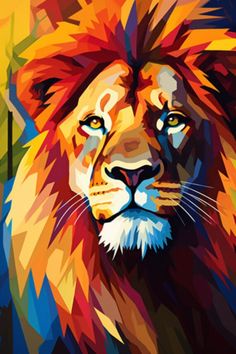 a colorful lion is shown in this image