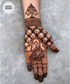 the hand is decorated with henna designs