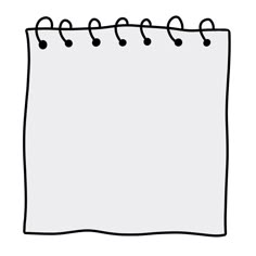 a blank notepad with black pins on the top and bottom, in front of a white background