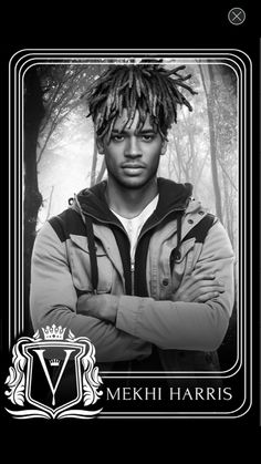 a black and white photo of a young man with dreadlocks on his head