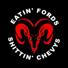 the logo for eatin'fords, with an image of a ram on it