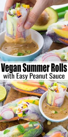 vegan summer rolls with easy peanut sauce are the perfect appetizer for any party