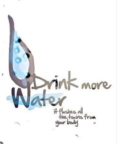 the words drink more water are written in grey and blue ink on a white background