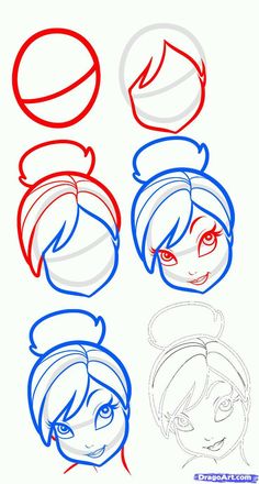 how to draw cartoon girls with different hair styles