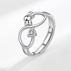 Size: Adjustable Opening Fashion Element: Love Heart/Heart Shape Style: Europe and America Metal Rings For Anniversary On Valentine's Day, Elegant Metal Heart Ring For Promise, Elegant Heart-shaped Metal Rings, Elegant Heart Shaped Metal Rings, Elegant Metal Heart Ring For Anniversary, Elegant Metal Heart Ring For Wedding, Elegant Silver Heart Ring, Chrismas Gifts, Birthday Ring