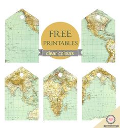 printable tags with the map of the world on them