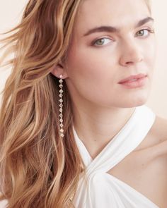 Bryn Duster Earrings - Shop Dangle Earrings | Dareth Colburn Wedding Earrings Gold, Baguette Earring, Duster Earrings, Bridal Statement Earrings, Gold Earrings Wedding, Dangle Earrings Silver, Front Back Earrings, Dangle Earrings Gold, Gold Bridal Earrings