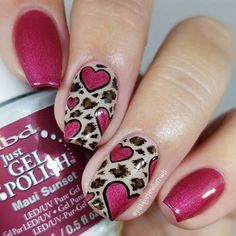 Nails Photo Ideas, Mcbling Nails, Maui Sunset, Nails Photo, Heart Leopard, Heart Nail Art