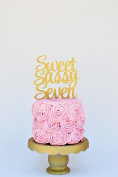 7th Birthday Cake, Oh Baby Cake Topper, 7th Birthday Cakes, Bday Cake Ideas, Fairytale Party, Happy 7th Birthday, Cake 5, Baby Cake Topper, Birthday Gold