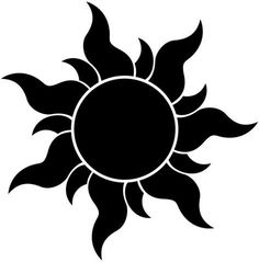 a black and white silhouette of a sun