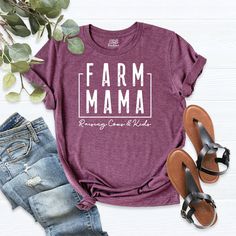 Farm Mama Shirt, Raisin Cows and Kids Shirt, Farm Mom Shirt, Farm Life Shirt, farm shirts women, custom farm shirt, womens shirts farmer. HI! Welcome to my store, I'm delighted to see you here. My store's main goal is to provide you with premium everyday apparel with the best graphic t-shirts. I see you as a friend, not just a customer. I'm sure you'll love my designs. You can order the same design 4XL and 5XL large sizes from the link, please specify the details in the order note.   https://ets Farm Shirts, Farm Tshirt, Mothers Day T Shirts, Shirts Women, Mom Outfits, Mama Shirt, Mom Shirt, Farm Life, Raisin