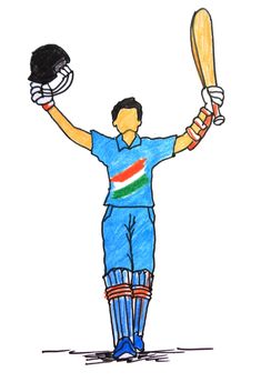 Cricket Cartoon Art, Cricket Art Paintings, Cricket Painting Canvas, Cricket Designs Ideas, Sport Art Drawing