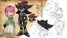 an image of some character designs for the video game sonic and shadow, which is based on