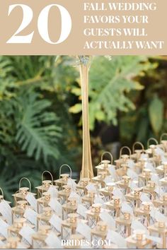 wedding favors are lined up in rows with the words 20 fall wedding favors your guests will actually want