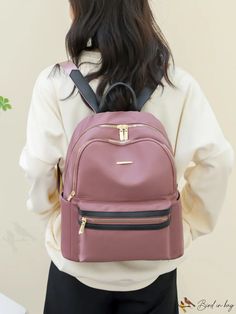 BirdinBag - Refined Two Tone Backpack: A Timeless Essential Versatile Student Softback Bag, Versatile Student Backpack Softback, Versatile Student Backpack With Softback, Versatile Student Backpack, Two Tone, Composition, Backpacks, Pink, Color