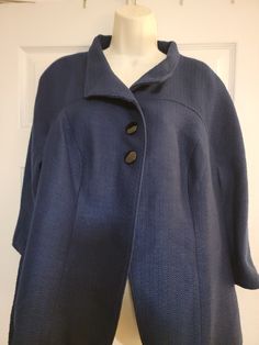 NWT-Coldwater Creek Women's Sz (18) Navy Blue Cutaway Swing Jacket MSRP $139.00. Classic Blue Outerwear With Stand Collar, Blue Spring Sport Coat, Blue Sport Coat With Buttons For Spring, Blue Sport Coat For Spring, Fall Blue Stand Collar Blazer, Spring Single-breasted Sport Coat With Stand Collar, Blue Stand Collar Outerwear For Spring, Spring Single Breasted Sport Coat With Stand Collar, Navy Stand Collar Outerwear For Fall