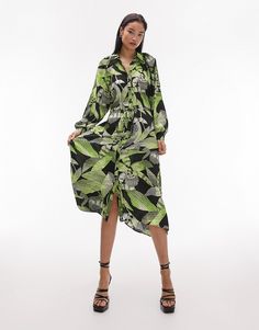 Dresses by Topshop Welcome to the next phase of Topshop Spread collar Tie waist Button placket Relaxed fit Floral Print Button-up Midi Dress For Vacation, Green Long Sleeve Viscose Dress, Green Knee-length Midi Dress For Vacation, Casual Floral Print Midi Dress With High-low Hem, Casual Midi Dress With Floral Print And High-low Hem, Elegant Green Button-up Maxi Dress, Summer Viscose Midi Shirt Dress, Floral Print High-low Hem Midi Dress For Vacation, Green Collared Midi Dress For Summer