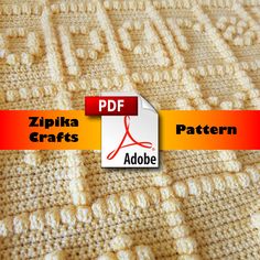 a crocheted blanket with the words ziphia crafts written in red on it