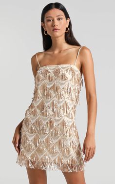 Shook Mini Dress In Champagne Sequin | Showpo USA Sequin Fringe Dress, Taylor Swift Tour Outfits, Taylor Swift Concert, Fringe Dress, Mini Shift Dress, Sequin Dress, Perfect Dress, Shift Dress, Taylor Swift