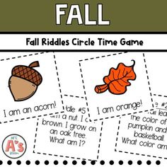 fall riddles circle time game for kids to practice their handwriting and writing skills with pictures