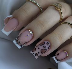 Leopard Print Nails, Fancy Nails Designs, Work Nails, Leopard Nails, Animal Print Nails, Short Acrylic Nails Designs, Square Acrylic Nails, Fancy Nails