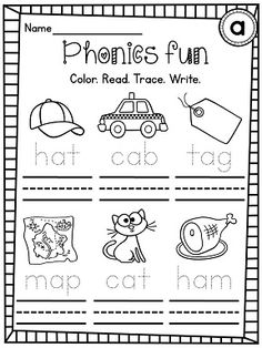 a printable worksheet for the phonics fun color read trace write