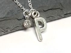 Letter P Necklace Initial Pendant Sterling Silver Personalized | Etsy P Necklace, Dinosaur Necklace, Personalised Necklace, Necklace Initial, Initial Necklace Gold, Unique Gifts For Women, Letter Charm, Personalized Pendant