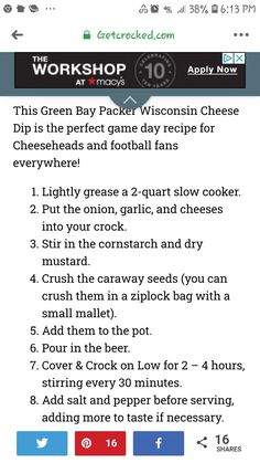 the recipe for this green bay packers game is shown in red, white and blue