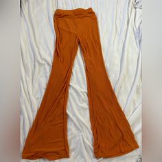 Amazon Orange Flare Pants Never Worn But No Tags! Perfect Condition And Looks So Cute! Casual Flare Bottoms With Elastic Waistband, Trendy Flare Pants For Loungewear, Trendy Wide-leg Summer Leggings, Fitted Wide-leg Loungewear Bottoms, Fitted Wide-leg Loungewear Pants, Casual Flare Bottoms For Loungewear, Orange Fitted Bottoms With Elastic Waistband, Fitted Orange Bottoms With Elastic Waistband, Casual Wide Leg Summer Leggings