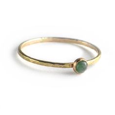 Emerald Ring, May Birthstone Ring, Raw Gemstone Ring Dainty Gold Emerald Ring For May Birthstone, Dainty Gold Emerald Ring With Round Band, Dainty 14k Gold Emerald Ring For Everyday, Dainty Emerald Ring With Bezel Setting, Dainty Stackable Emerald Ring, Dainty Stackable Gemstone Rings, Dainty Emerald Stackable Rings, Dainty Gold Emerald Ring, Dainty Emerald Ring For Everyday Wear