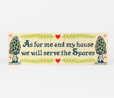 a cross stitch bookmark with the words as for me and my house we will serve the sports