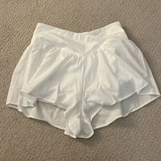 Never Worn Aerie Cross-Over Flowy Shorts White Athletic Shorts For Spring Yoga, White Short Yoga Bottoms, White High-waisted Yoga Athletic Shorts, White High-waisted Athletic Shorts For Beach, White High-waisted Athletic Shorts For The Beach, White Yoga Shorts With Elastic Waistband, White Workout Bottoms For Summer, White Yoga Bottoms With Elastic Waistband, White Stretch Summer Bottoms