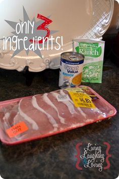 ingredients to make bacon on a counter top