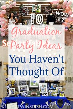 graduation party ideas you haven't thought off with pictures and balloons in the background