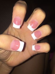 Dark Pink and White Acrylic Nails Clear Pink Nail Polish, Pink And White Acrylic Nails, White French Tip Nails, Gel Nails Long, Pink French Nails, White Tip Nails, French Tip Nail Designs, Pink Manicure, French Manicure Nails