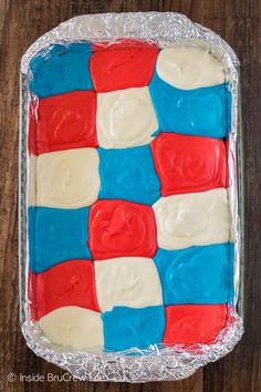 a cake with red, white and blue frosting