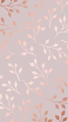 a pink and gold wallpaper with leaves on the top, in shades of grey