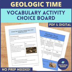 an image of a book with text and pictures on it that says, geologic time