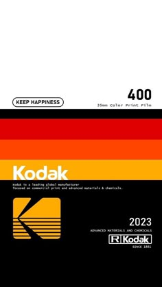 the kodak logo is shown in red, yellow and black with an orange stripe