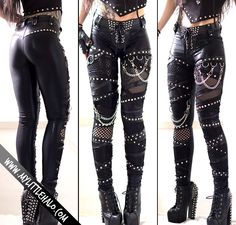 Goth Pants, Leather Clothes, Heavy Metal Fashion, Fairy Clothes, Metal Clothing, Metal Girl, Gothic Outfits, Goth Outfits, Edgy Outfits