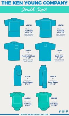 an info sheet showing the different types of shirts