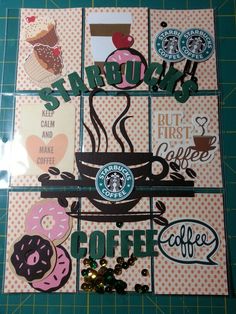 starbucks stickers and magnets are on display