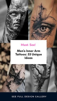 This pin features 53 creative men's inner arm tattoo ideas, showcasing various unique designs through 4 striking images that capture the essence of what makes inner arm tattoos special. Inner Arm Tattoos, Inner Arm Tattoo, Bold Graphics, Every Man, Arm Tattoo, Minimalist Fashion, Creative Design, Unique Style