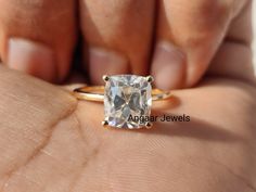 ▌Product Information ▌ Main Stone Details: ▸ Main Stone: Moissanite ▸ Main Stone Shape: Elongated Old Mine Cushion Cut ▸ Main Stone Weight: 2.30 Ct (Approx.) ▸ Main Stone Color: Colorless ▸ Main Stone Clarity: VVS1/2 Metal Details: ▸ Metal Type: Solid Gold ▸ Metal Purity: 14KT Gold ▸ Metal Tone: Yellow Gold ▸ Ring Style: Solitaire Ring ▸ Ring size: 7 US ▸ Use Occasion: Engagement, Wedding, Anniversary, Gift ▸ Brand: Angaar Jewels We Can make jewelry with all-metal options like 925 Sterling silve Moissanite Cushion Cut Wedding Rings As Gift, Cushion Moissanite Engagement Ring, Ring Matching, Matching Ring, Matching Rings, Ring Women, Ring Style, Moissanite Ring, Dream Jewelry