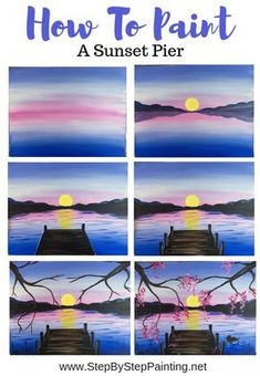 how to paint a sunset pier