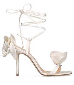 Ivory Sandals, Latest Sandal, Grey Sandals, Tom Ford Beauty, Flower Sandals, Magda Butrym, Satin Flowers, Flower Applique, Designer Sandals