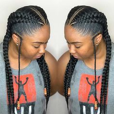 Four Feedin Braids Styles, 2 Feedin Braids Styles, Two Braid Styles For Black Hair, Two Feed In Braids Cornrows, Two Feedin Braids, 2 Stitch Feed In Braids, 5 Feed In Braid Styles, 4 French Braids, Quick Feed In Braid Styles